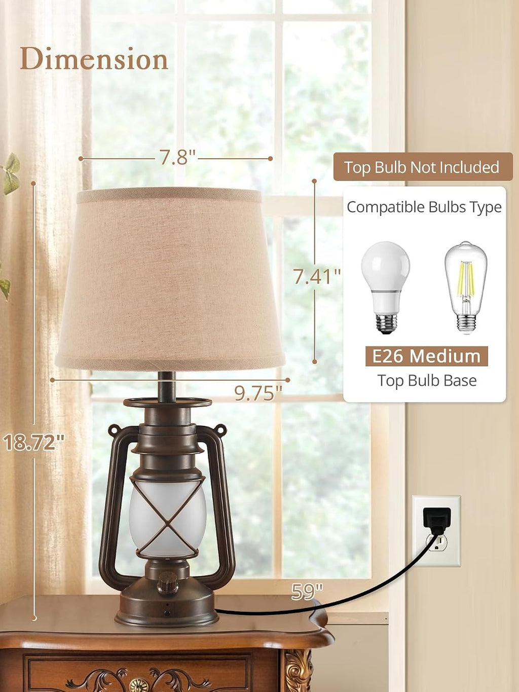 Flame Farmhouse LED Table Lamps