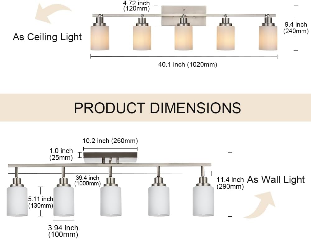 5-Light Glass Track Lighting Kit