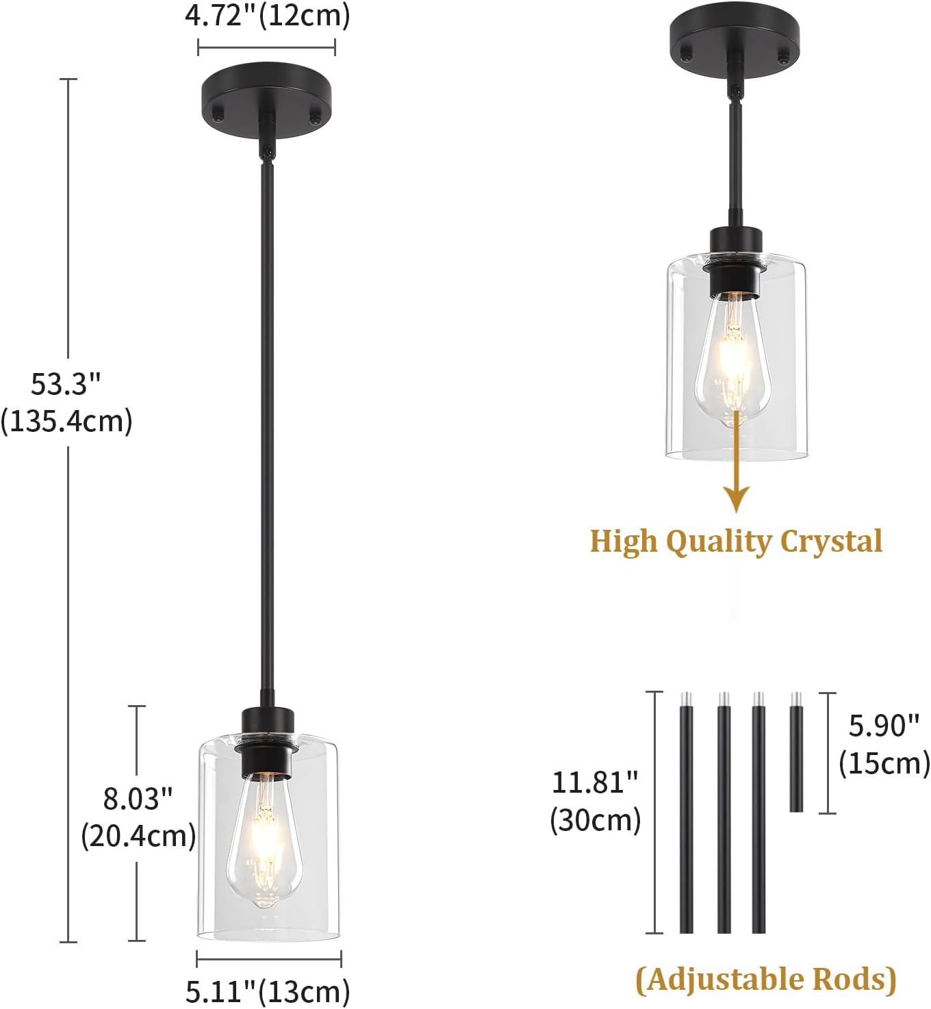 Glass Black Modern Pendant Lights