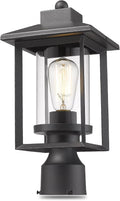 Black Glass Outdoor Post Lantern