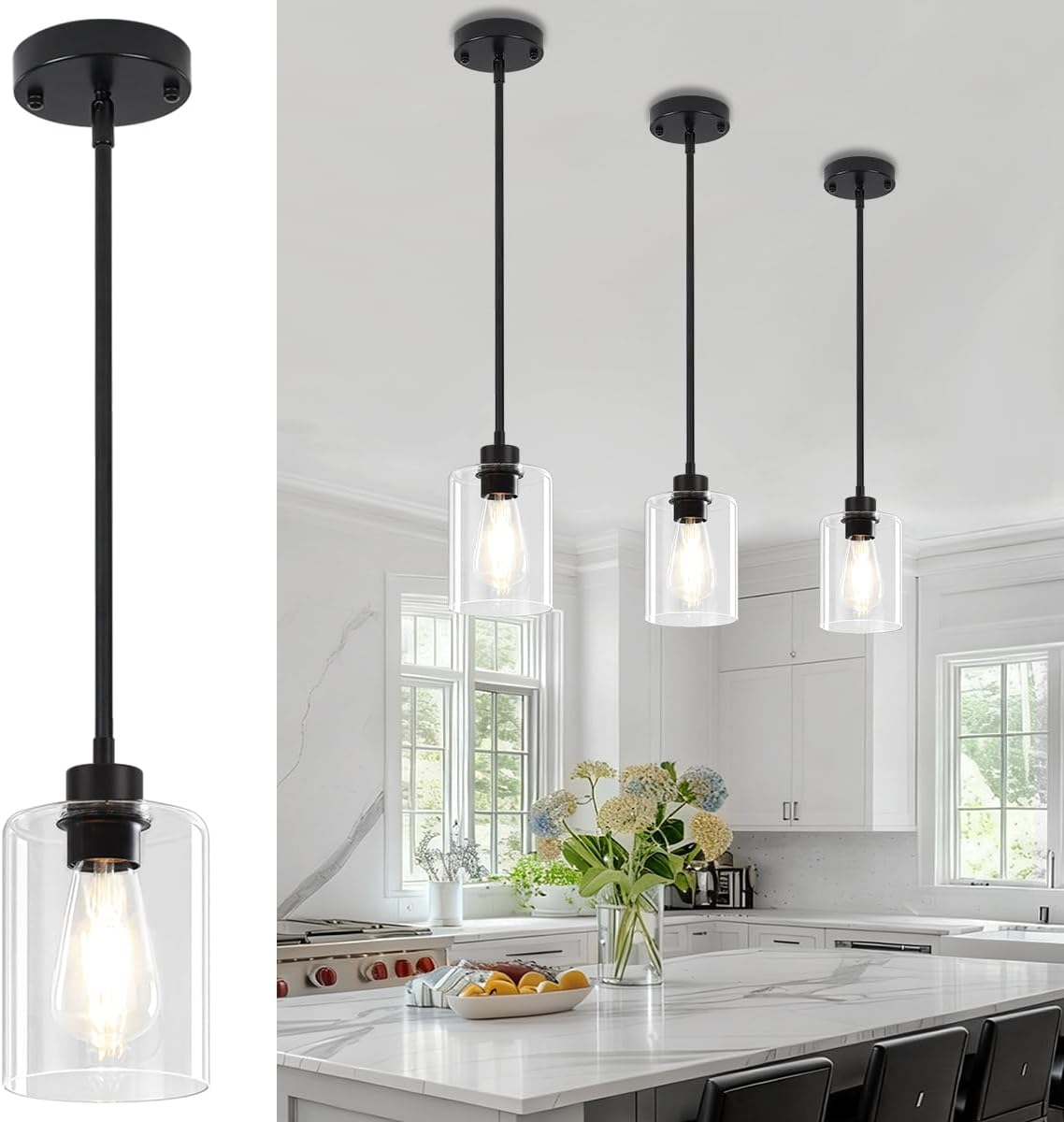 Glass Black Modern Pendant Lights
