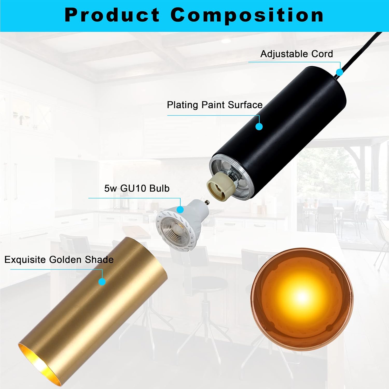 Gold Mini LED Pendant Light Set