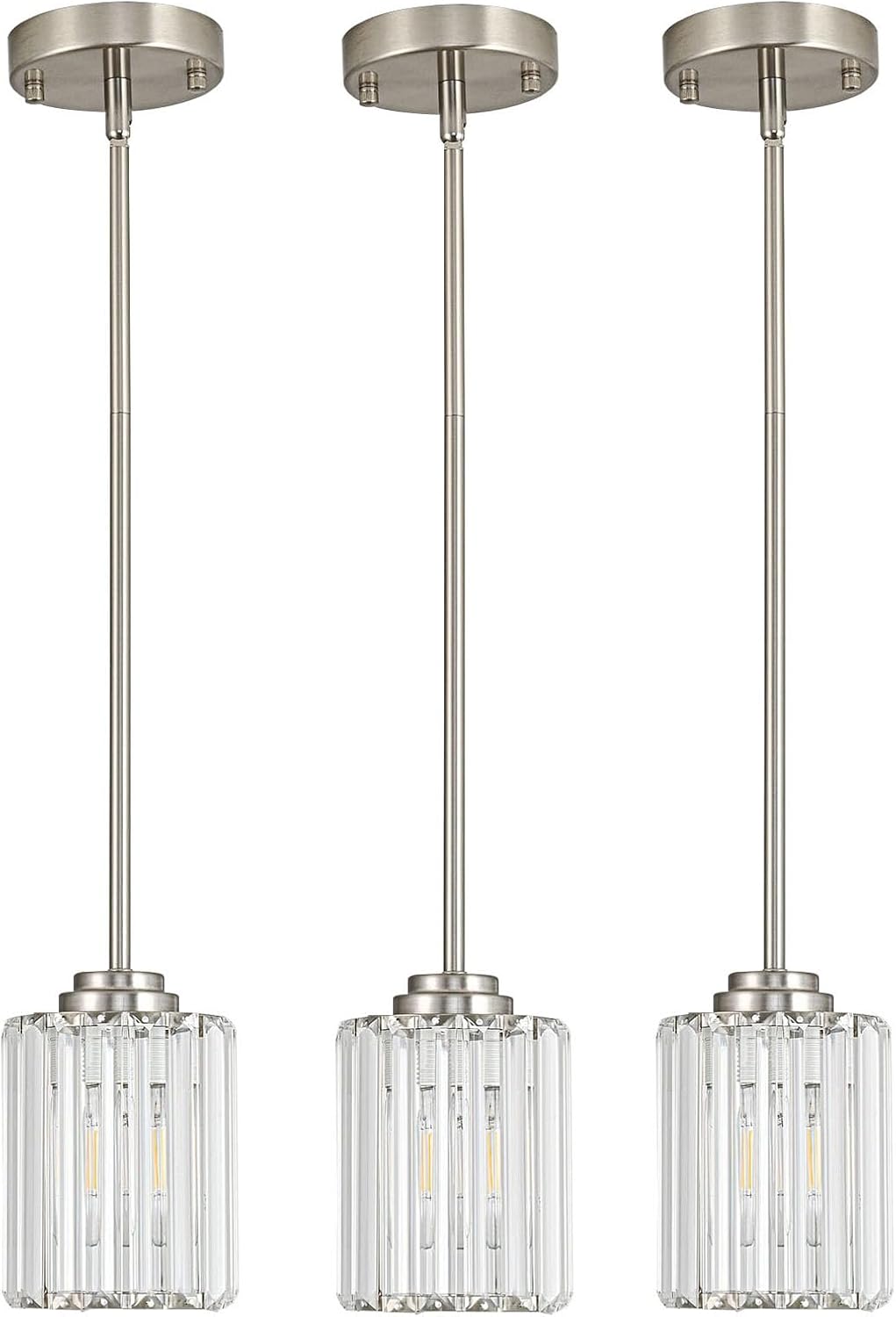 Nickel Crystal Pendant Light Set