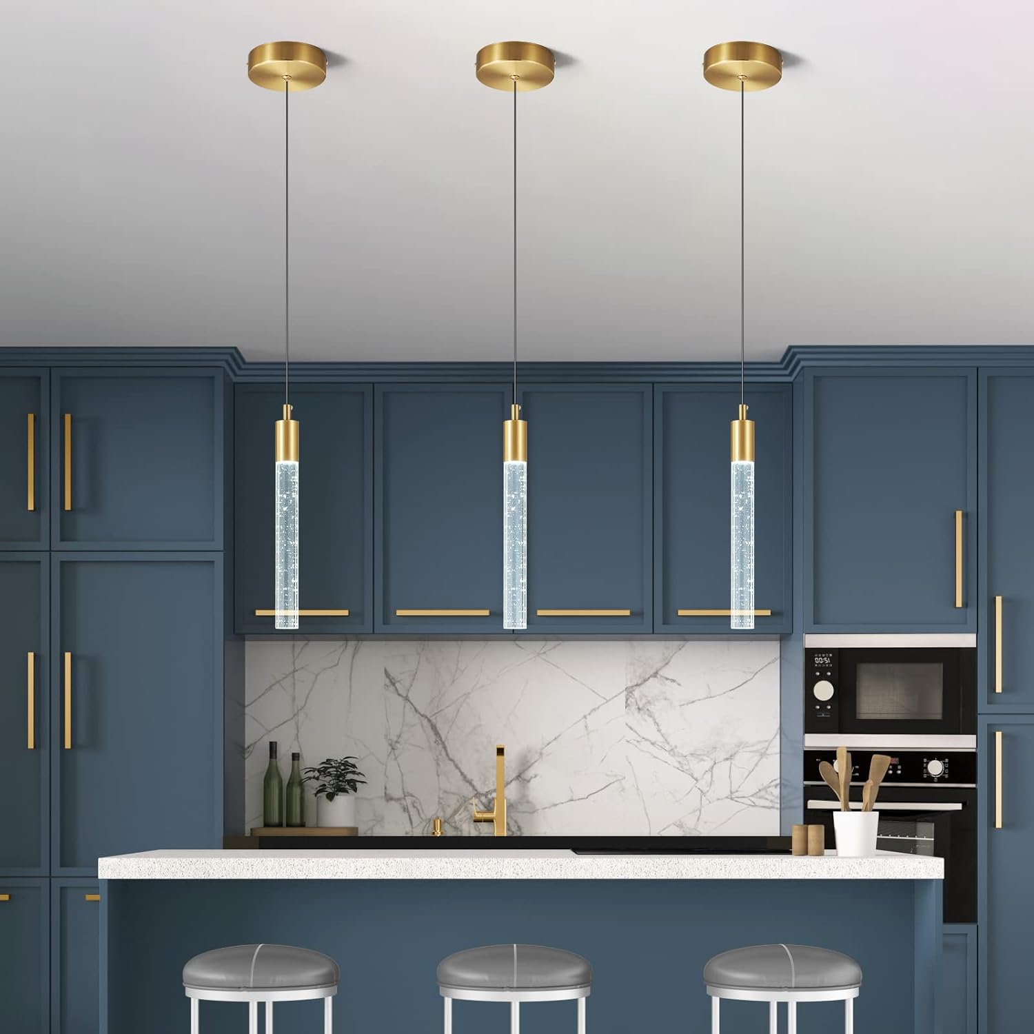 Dimmable Gold Crystal Pendant Lights