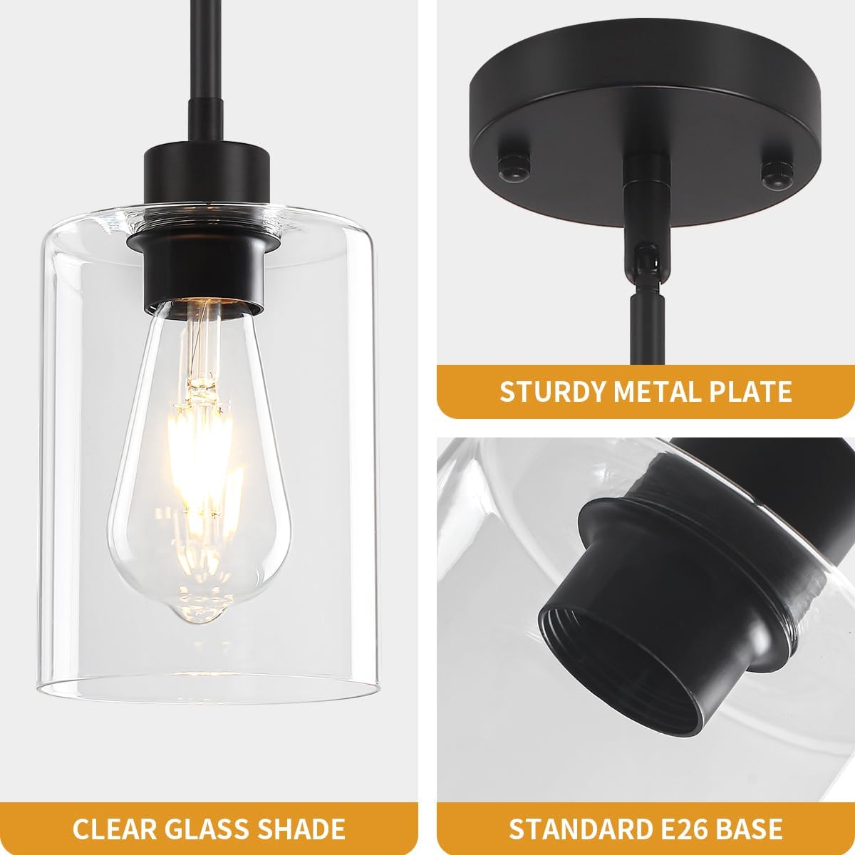 Glass Black Modern Pendant Lights