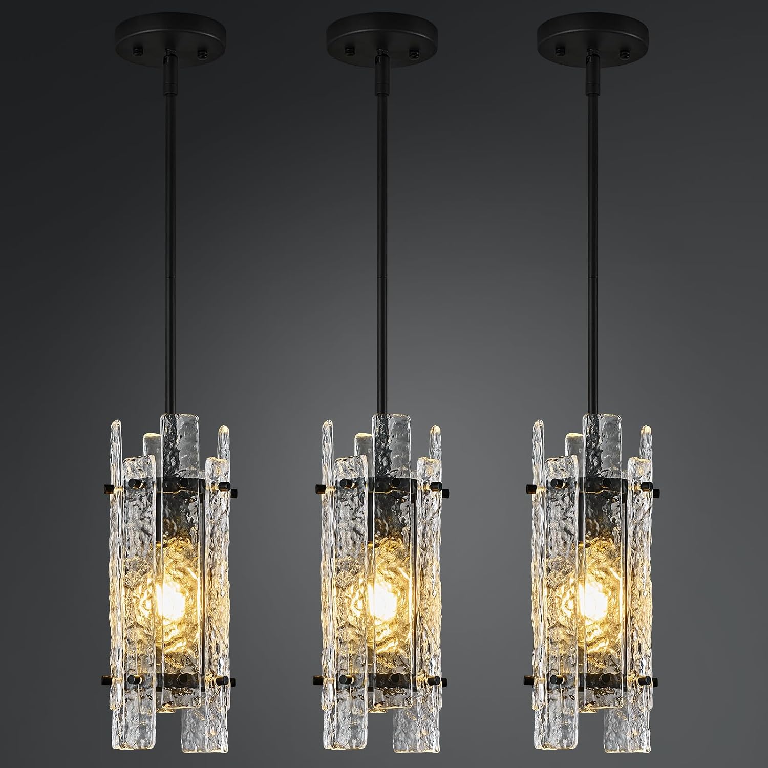 Black Crystal Glass Pendant Lights