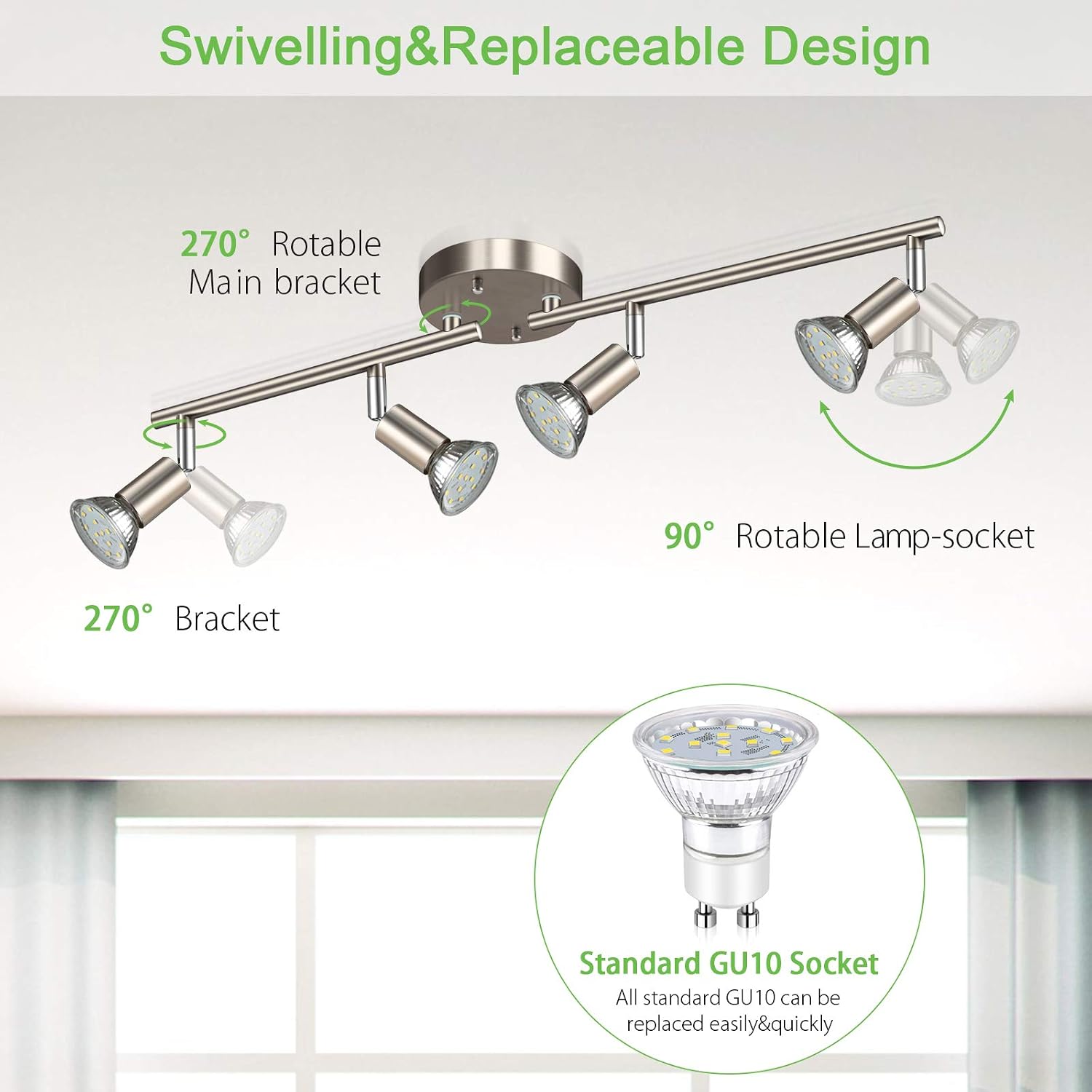 Rotatable LED Track Lighting Kit