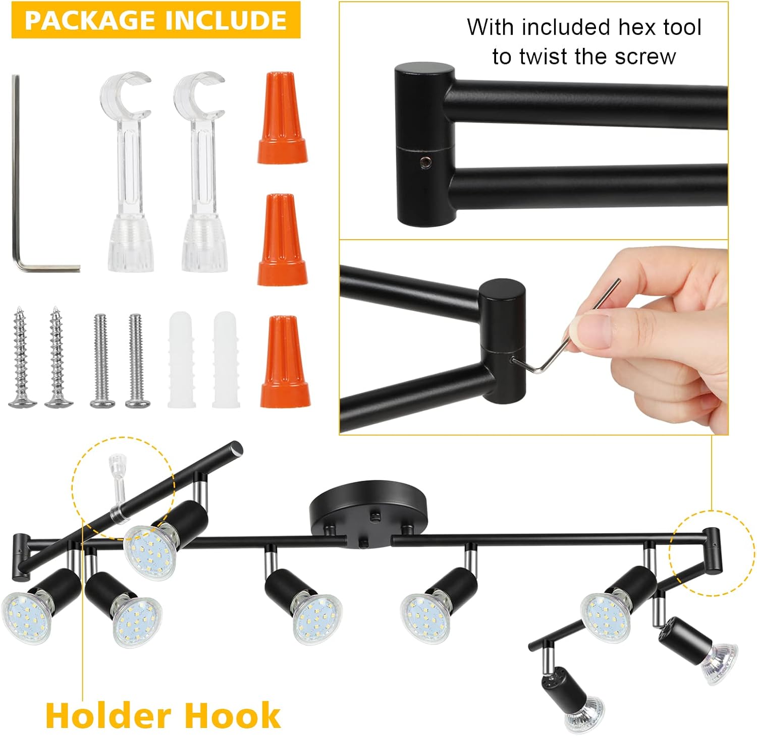 Rotatable 8-Light LED Track Kit