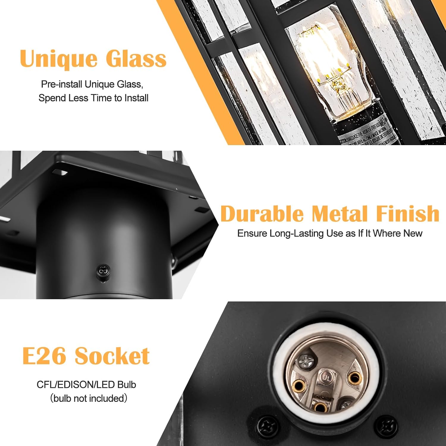 Black Glass Outdoor Post Lantern