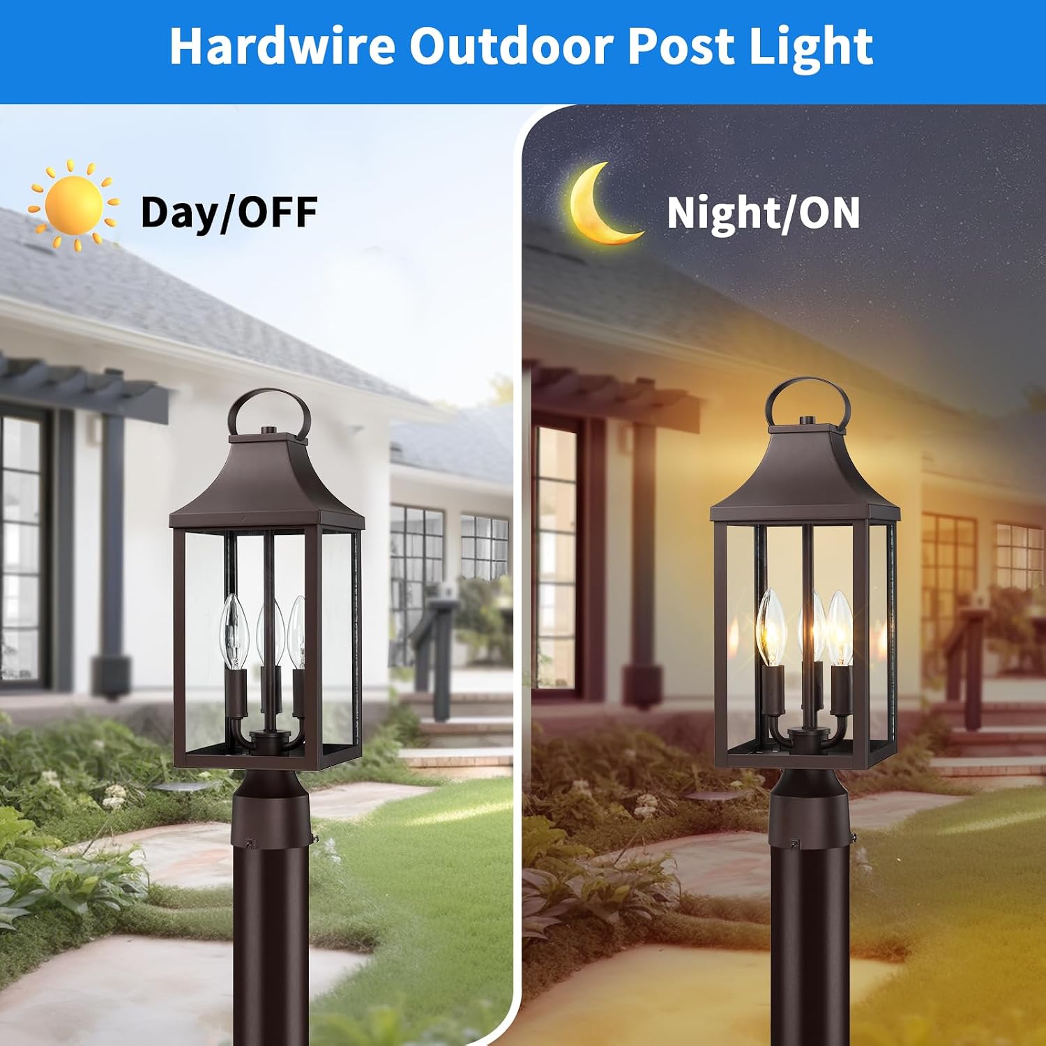 Waterproof 3-Light Post Lantern