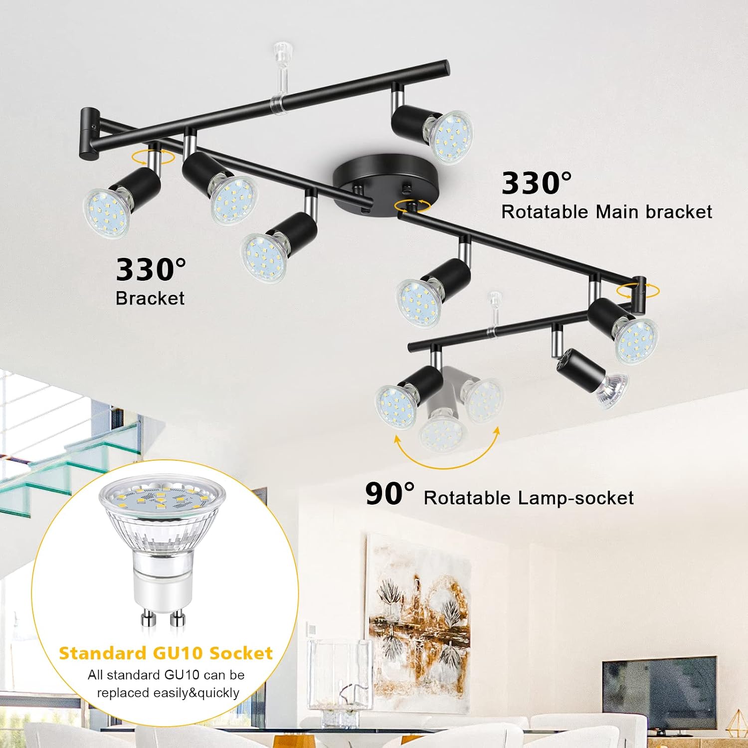 Rotatable 8-Light LED Track Kit