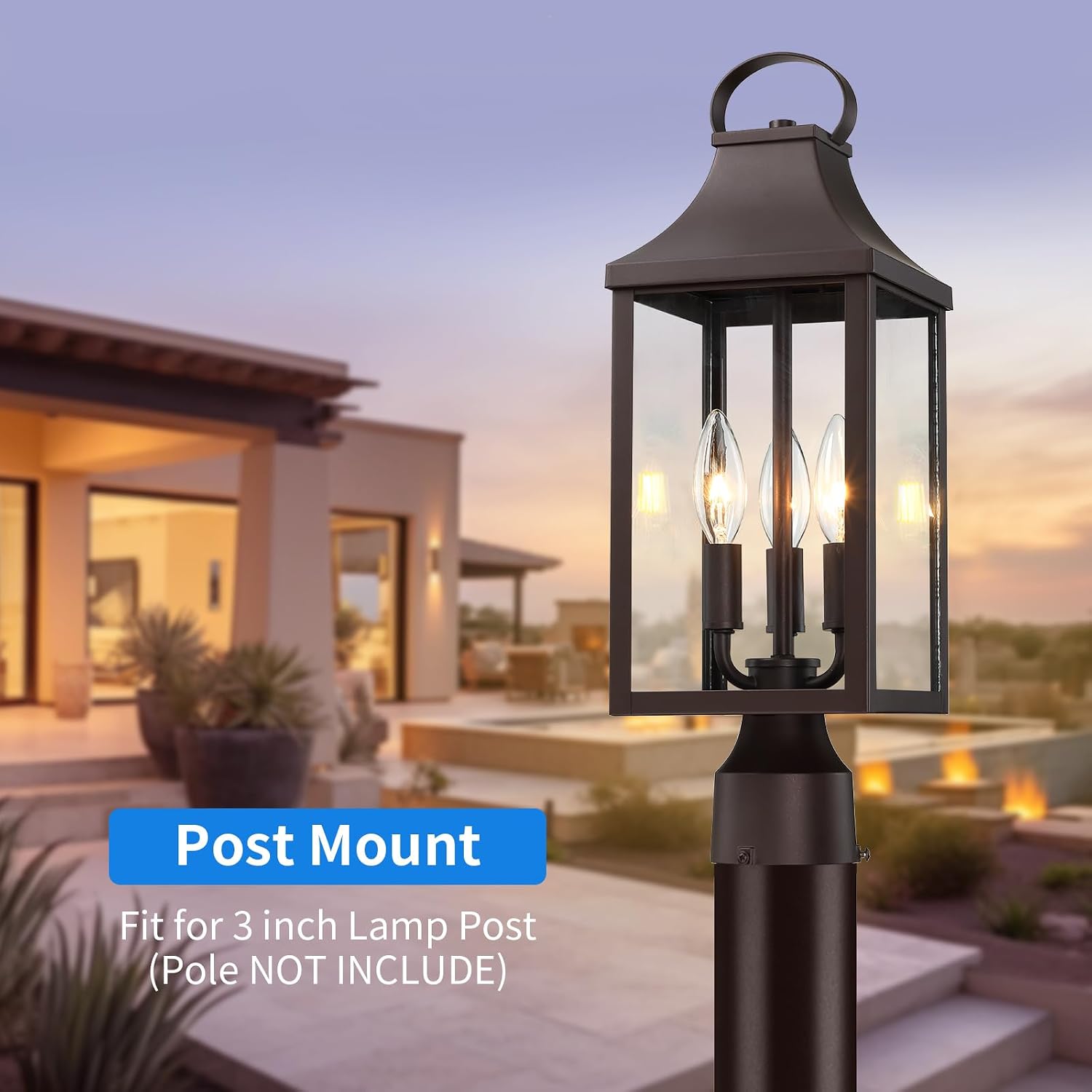 Waterproof 3-Light Post Lantern