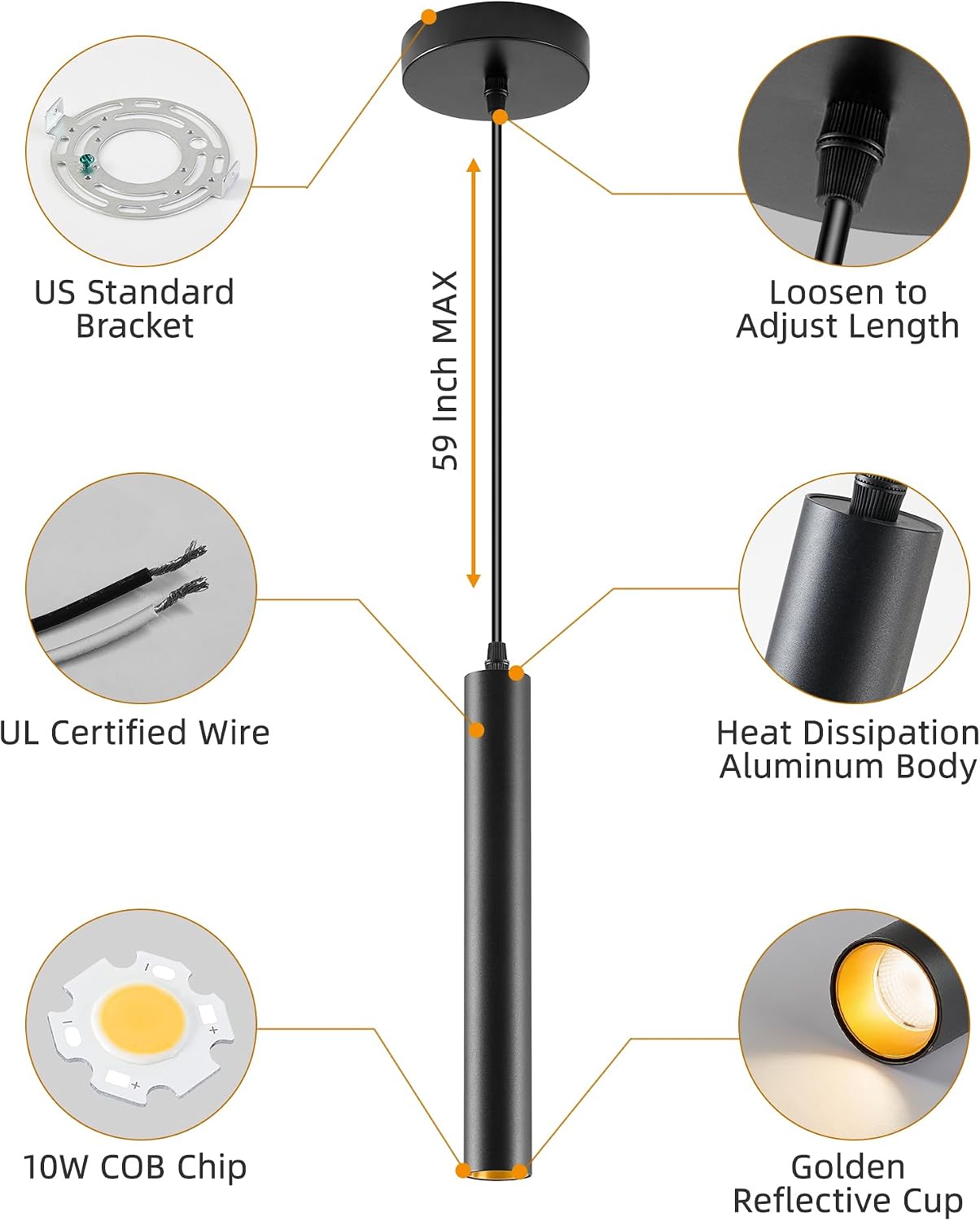Dimmable Black LED Pendant Lights