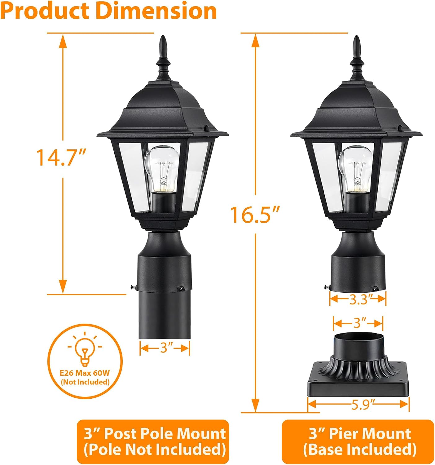 Waterproof Aluminum Post Lantern