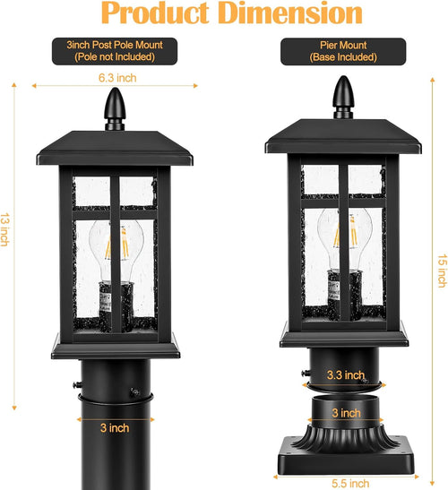 Black Glass Outdoor Post Lantern