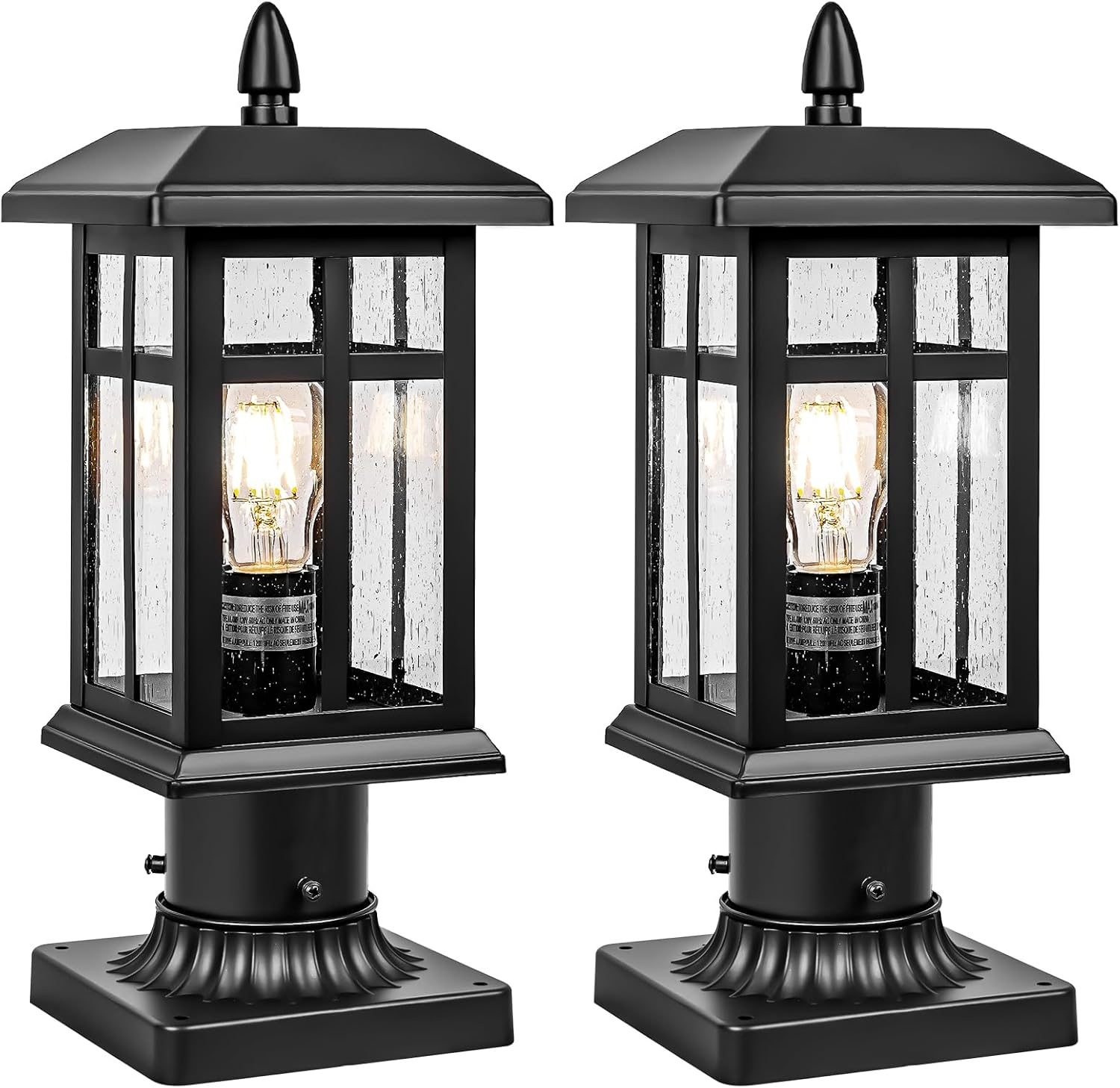 Black Glass Outdoor Post Lantern