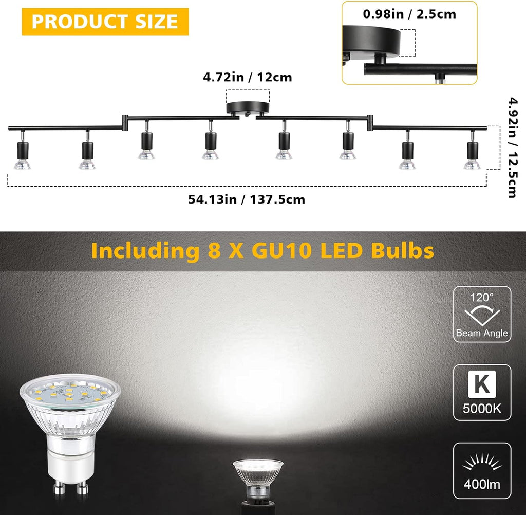 Rotatable 8-Light LED Track Kit