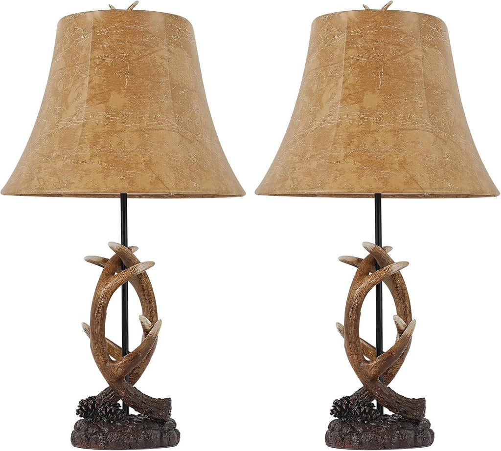 Rustic Antler Farmhouse Table Lamps