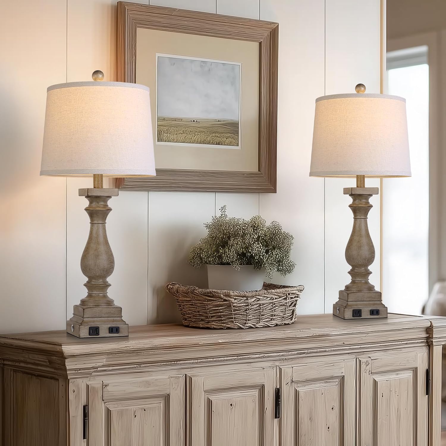 Touch USB Farmhouse Table Lamps