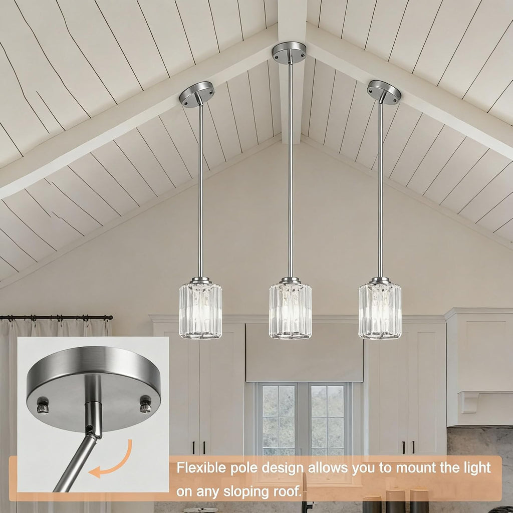 Nickel Crystal Pendant Light Set