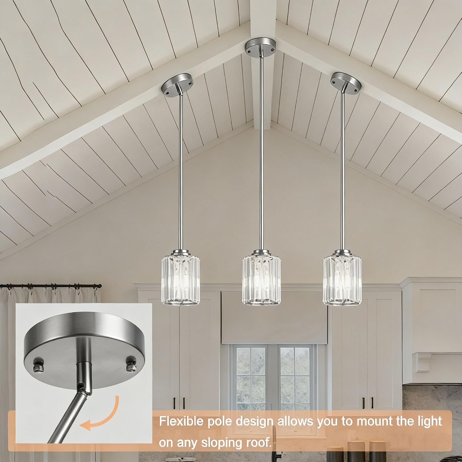 Nickel Crystal Pendant Light Set