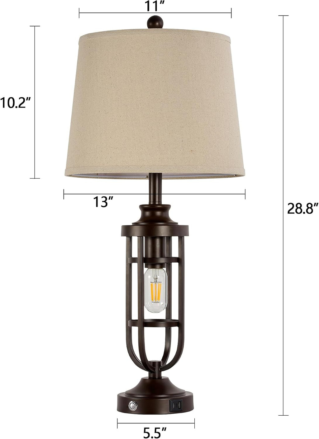 Touch USB Farmhouse Table Lamps