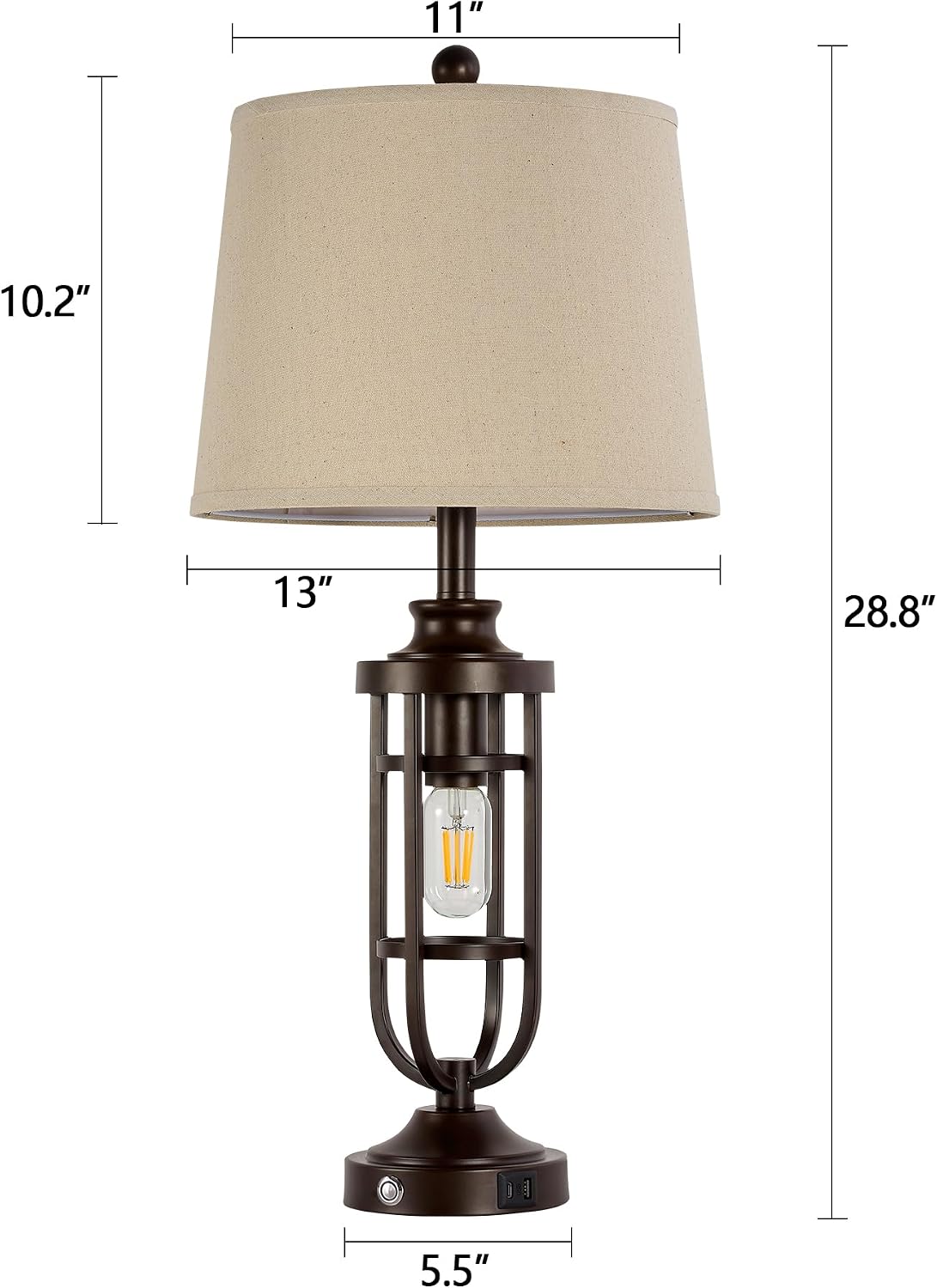 Touch USB Farmhouse Table Lamps