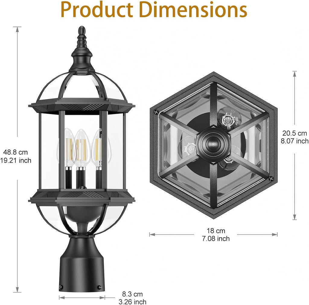 Waterproof 3-Light Post Lantern