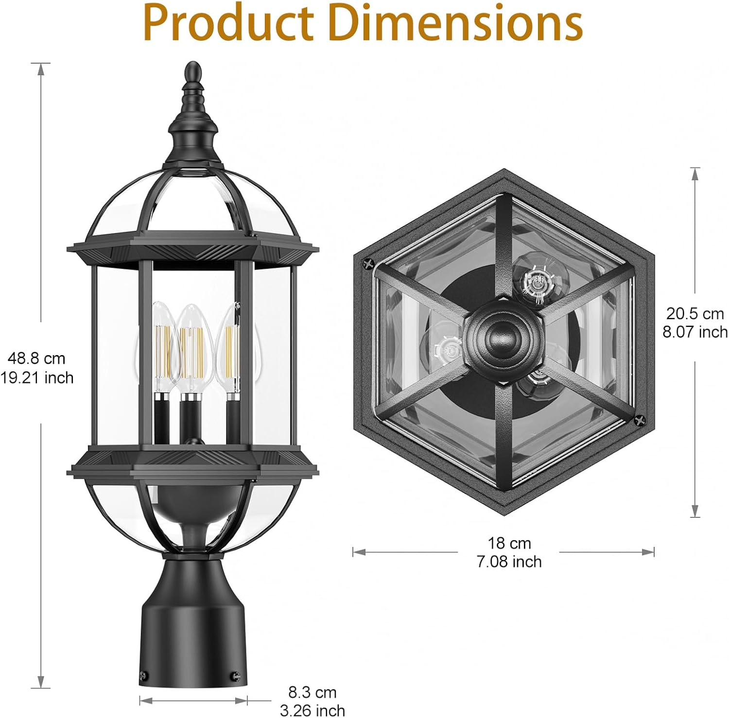 Waterproof 3-Light Post Lantern