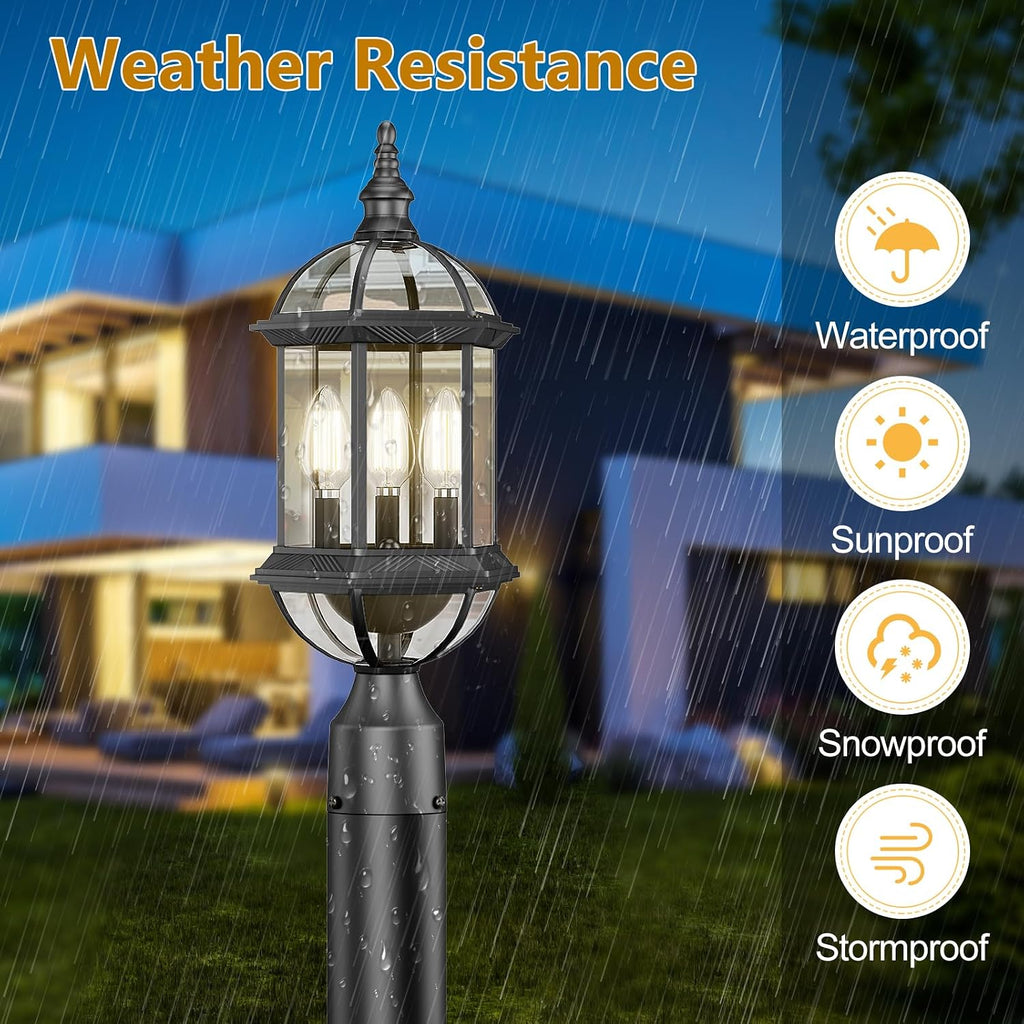 Waterproof 3-Light Post Lantern