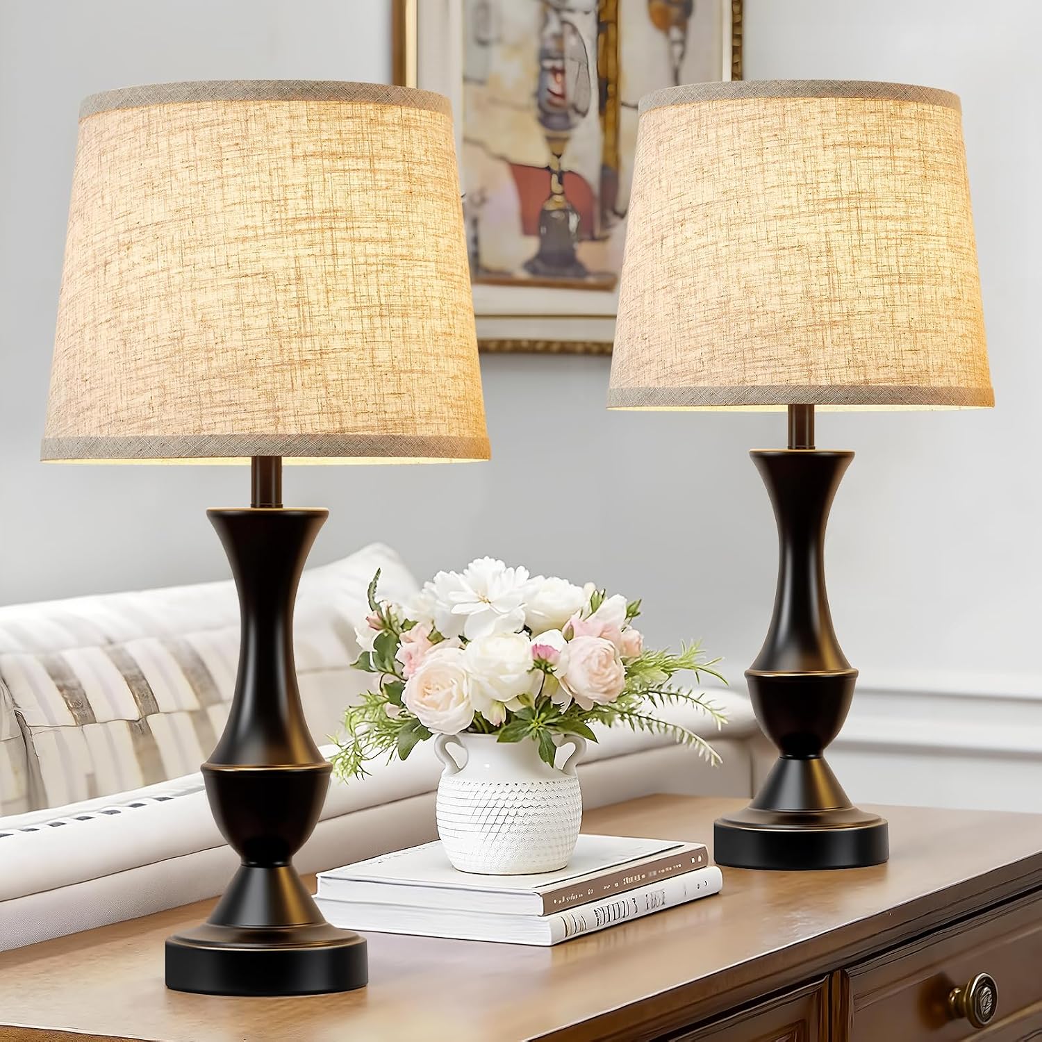 Vintage Farmhouse Table Lamp Set