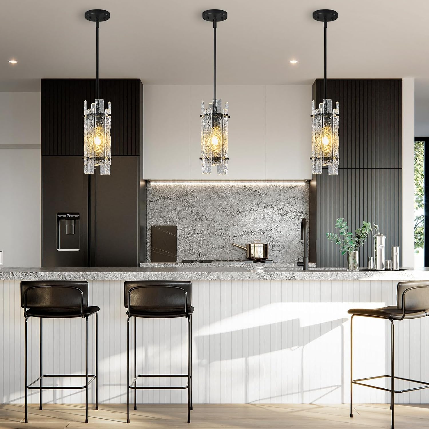 Black Crystal Glass Pendant Lights