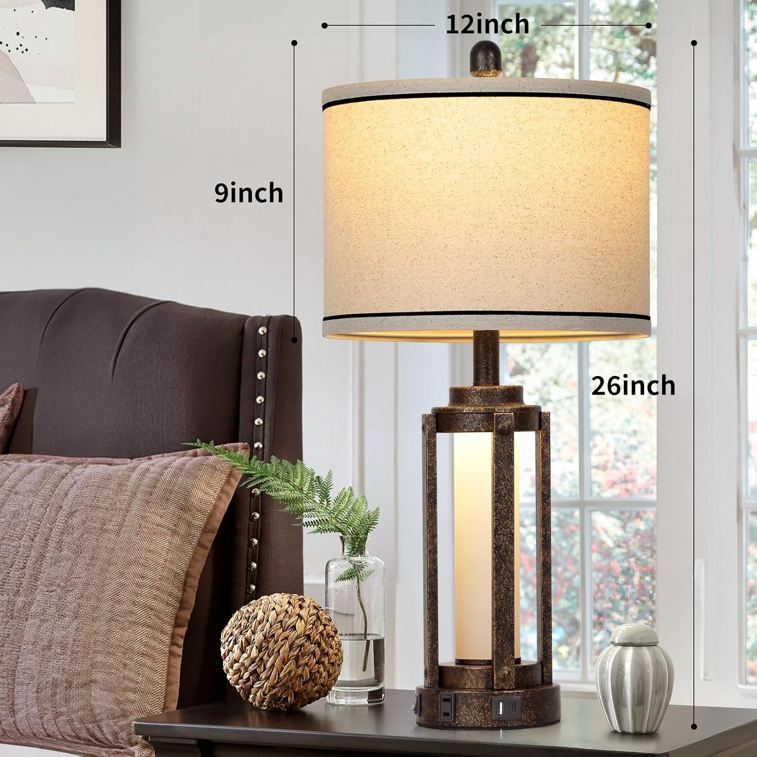USB Farmhouse Vintage Table Lamp