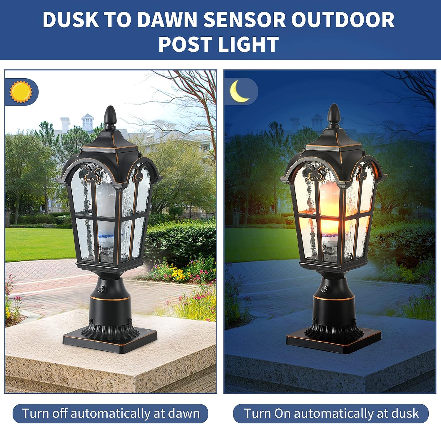 Dusk Dawn Waterproof Post Lantern