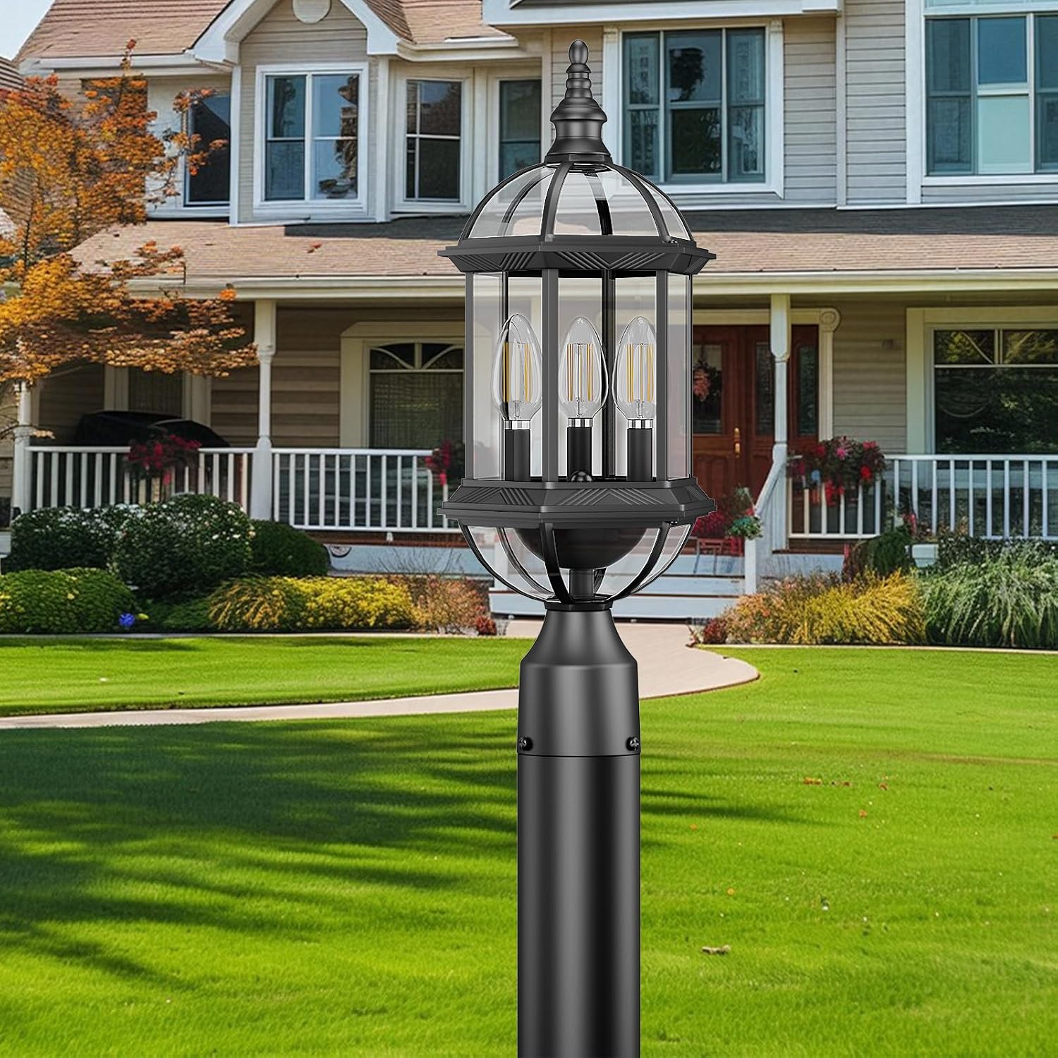 Waterproof 3-Light Post Lantern