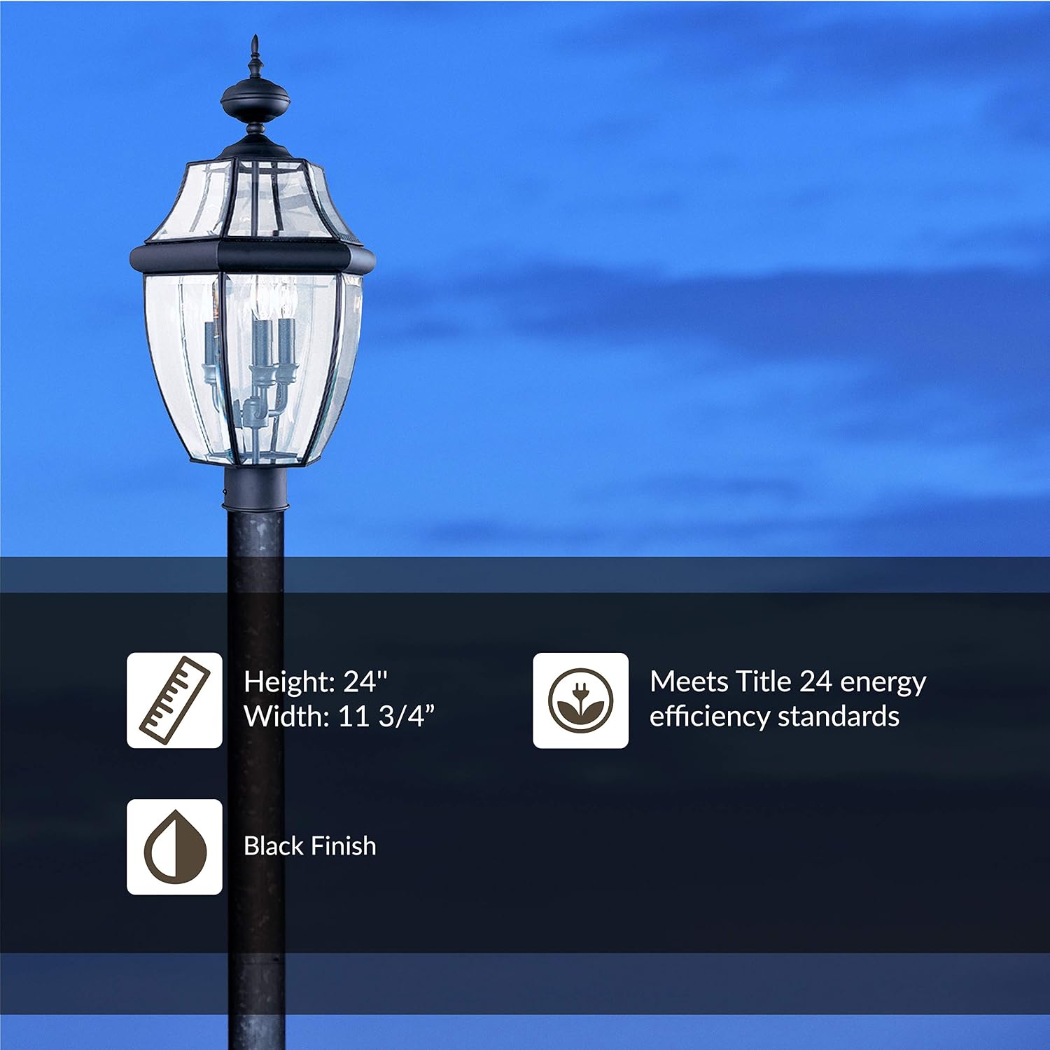 Black Lancaster Outdoor Post Lantern