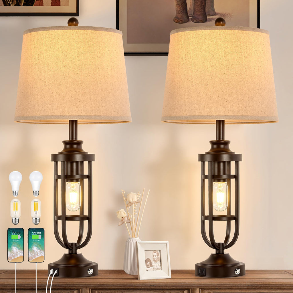 Touch USB Farmhouse Table Lamps