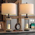 USB Farmhouse Table Lamps Set